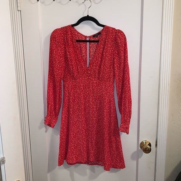 FRNCH Red Floral Amelie Dress XS - Picture 1 of 8